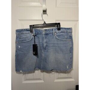 PAIGE Mader Denim Mini Skirt Size 34 Plus Size Distressed Raw Hem NWT